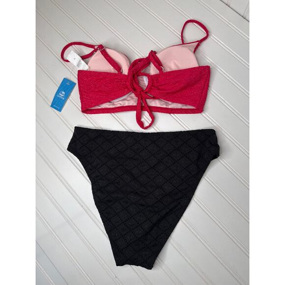 NWT Cupshe Two Peace Swimsuit Bikini Sweetheart Cheeky High Rise BUNDLE Size M - Picture 6 of 6